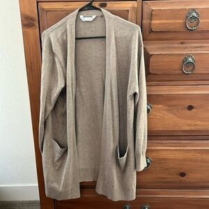 Cashmere Blend Taupe Cardigan With Pockets Size Medium NWOT